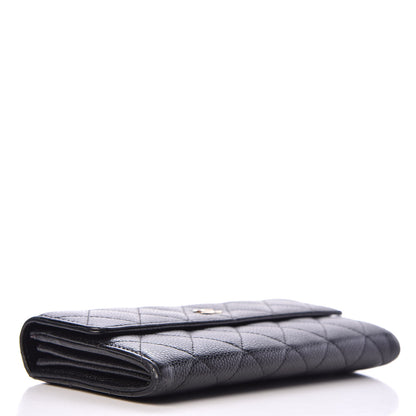 Chanel Caviar Quilted Large Gusset Flap Wallet Black 4 of 13