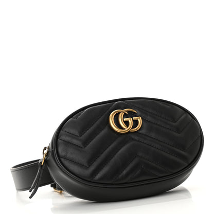 Gucci Calfskin Matelasse GG Marmont Belt Bag 75 30 Black 4 of 9