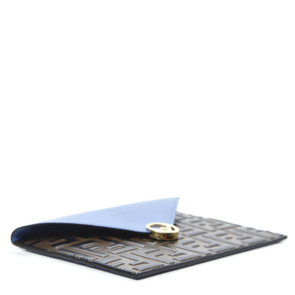 Fendi Vitello Cruise F is Fendi Bi-Color FF 1974 Embossed Medium Flat Envelope Pouch Maya Black Nebula 4 of 8