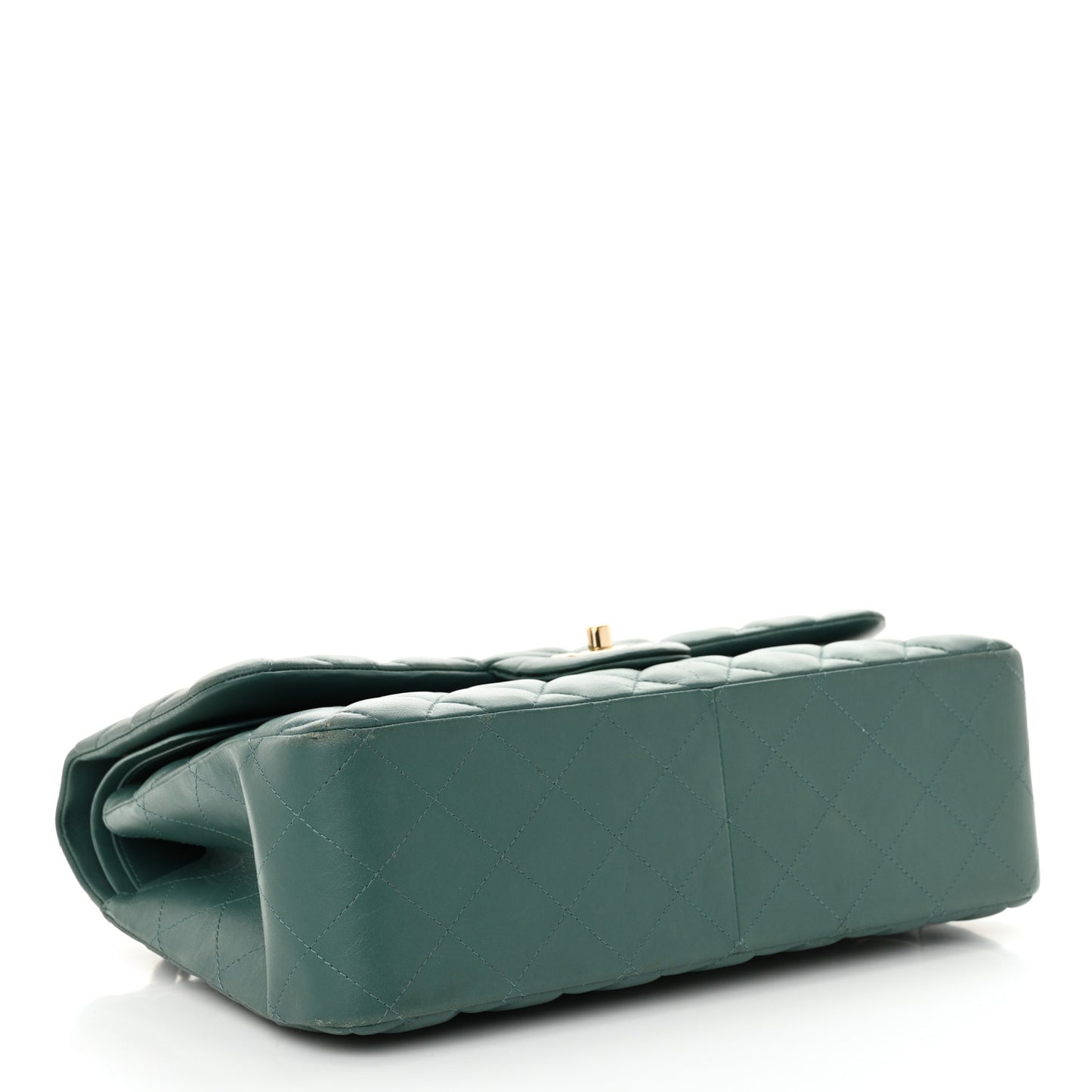 Lambskin Quilted Jumbo Double Flap Green