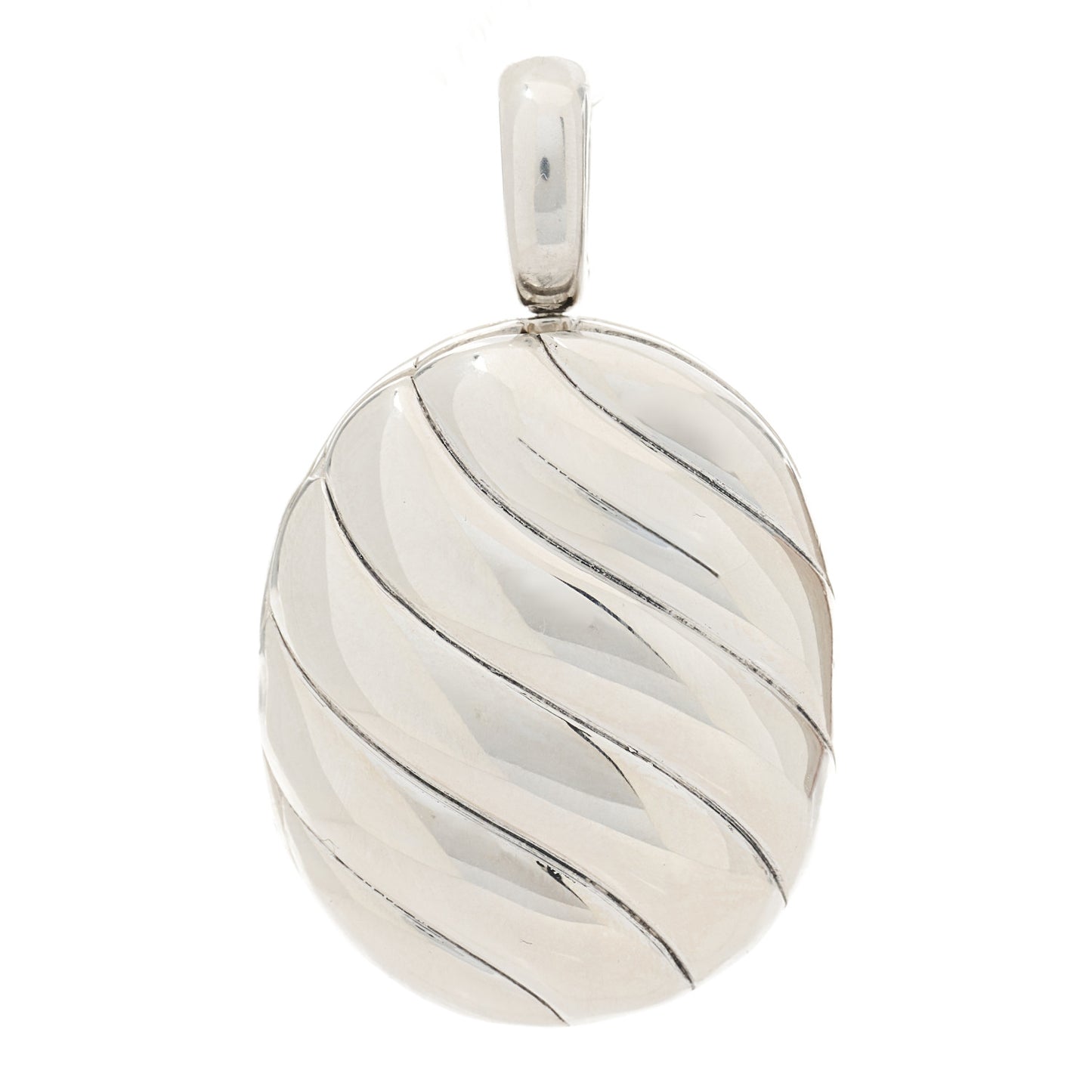 Sterling Silver Sculpted Cable Oval Locket Amulet Pendant
