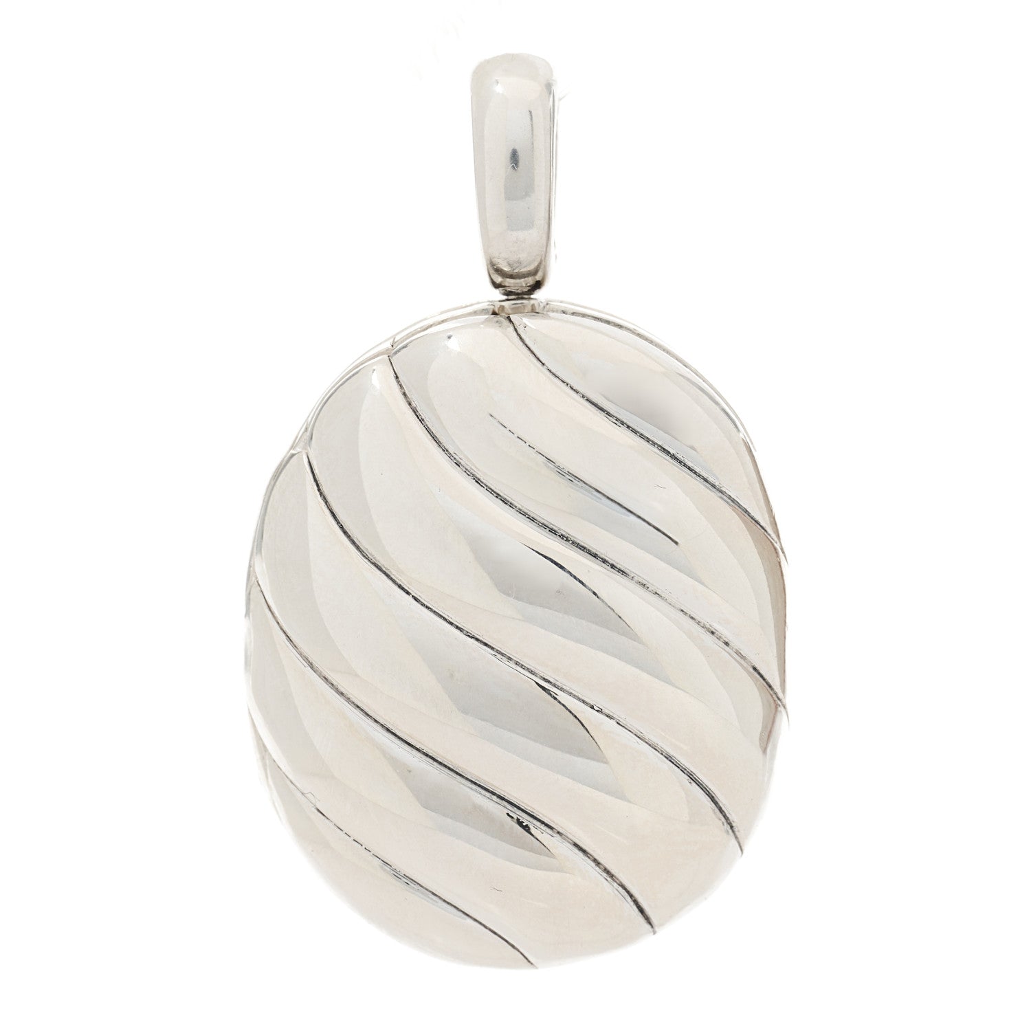 David Yurman Sterling Silver Sculpted Cable Oval Locket Amulet Pendant 1 of 4