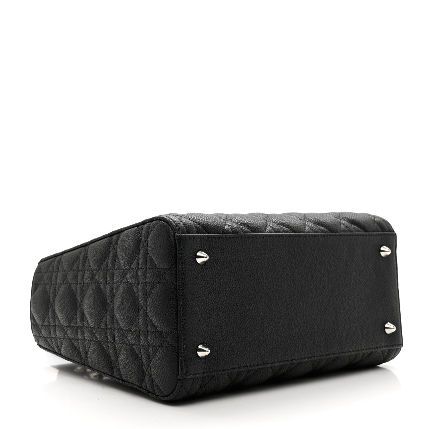 Christian Dior Grained Calfskin Cannage Medium Lady Dior Black 4 of 8