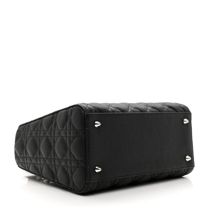 Christian Dior Grained Calfskin Cannage Medium Lady Dior Black 4 of 8