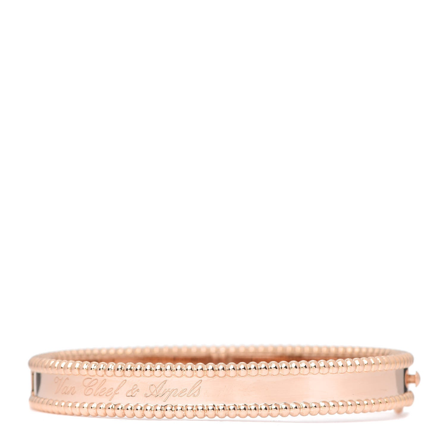 Van Cleef & Arpels 18K Rose Gold Perlee Signature Bangle Bracelet S 3 of 7