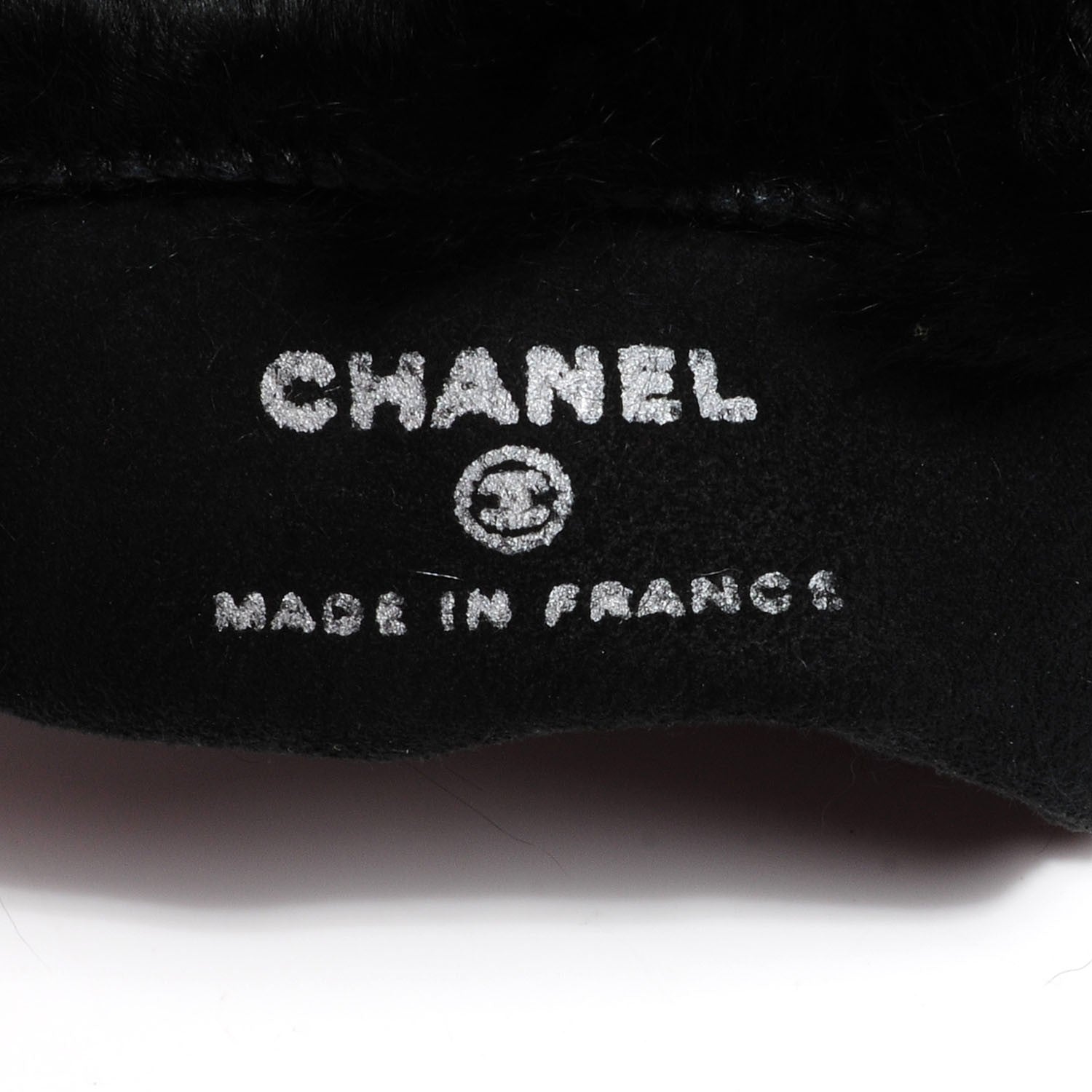 Chanel Lambskin Rabbit Fur Crystal CC Gloves Black 8 5 of 5
