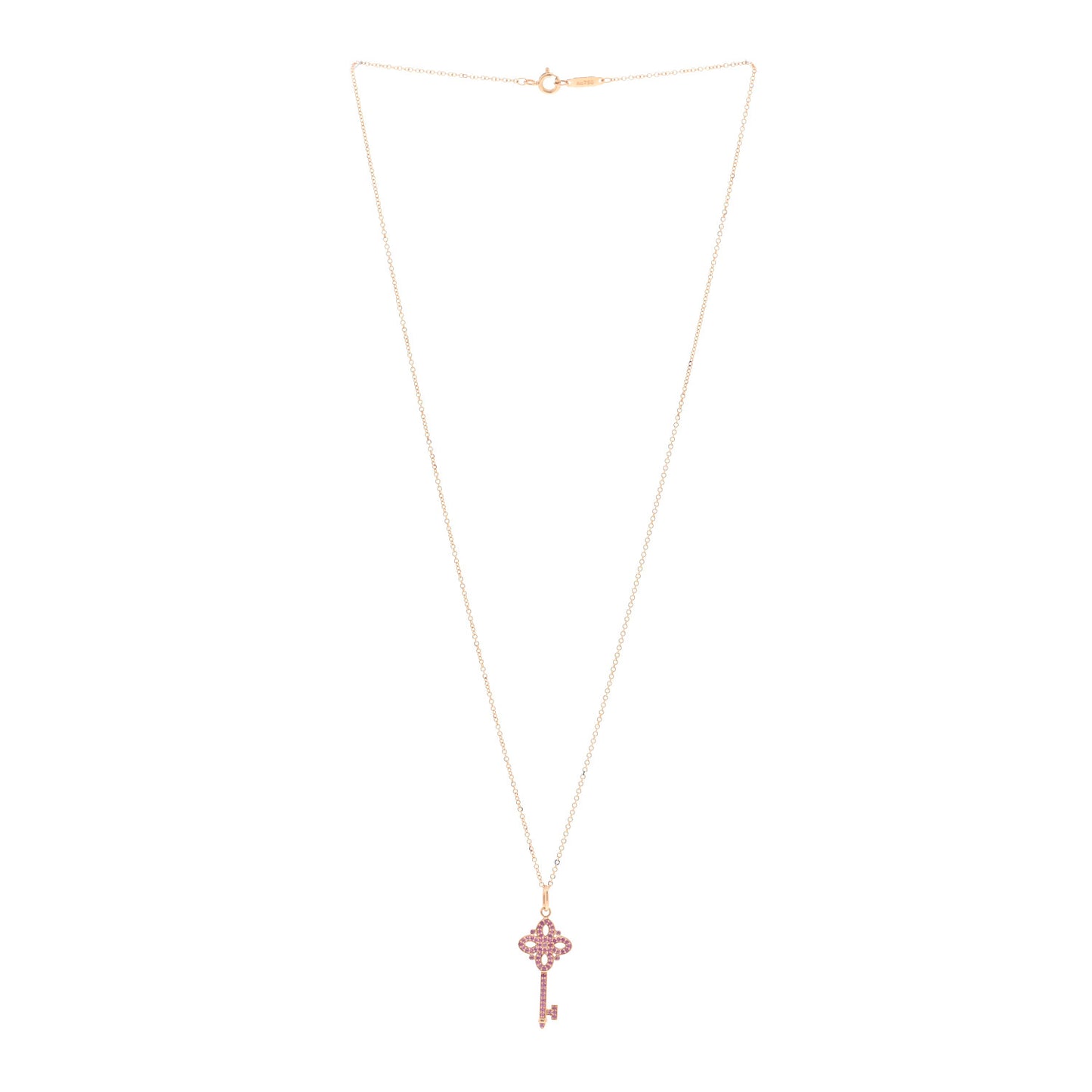 18K Rose Gold Pink Sapphire Mini Victoria Key Pendant Necklace