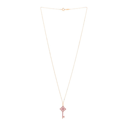 Tiffany 18K Rose Gold Pink Sapphire Mini Victoria Key Pendant Necklace 3 of 5