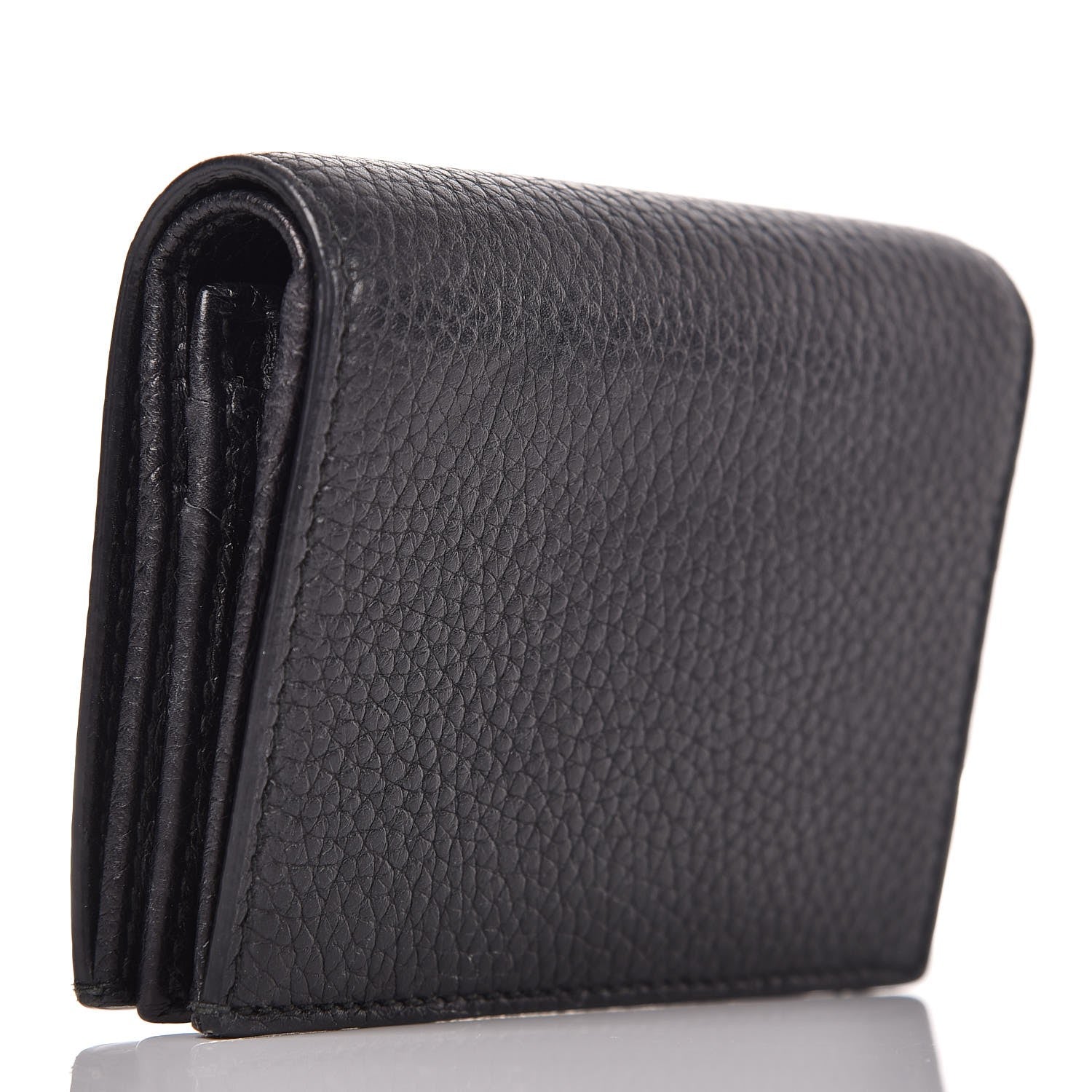 Gucci Pebbled Calfskin Animalier Tiger Card Case Black 3 of 8