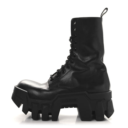 Balenciaga Calfskin Womens Bulldozer Lace Up Boots 38 Black 1 of 8