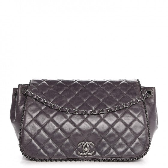 Chanel Calfskin Quilted Large CC Enchained Accordion Flap Grey 1 of 9