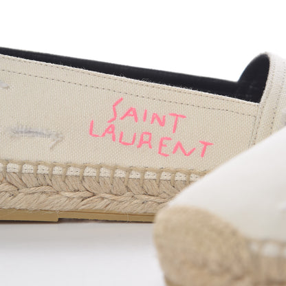 Saint Laurent Canvas Elba Logo Embroidered Espadrilles 35 Panna 9 of 10