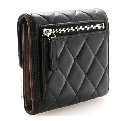 Chanel Lambskin Quilted Compact Flap Wallet Black 3 of 9