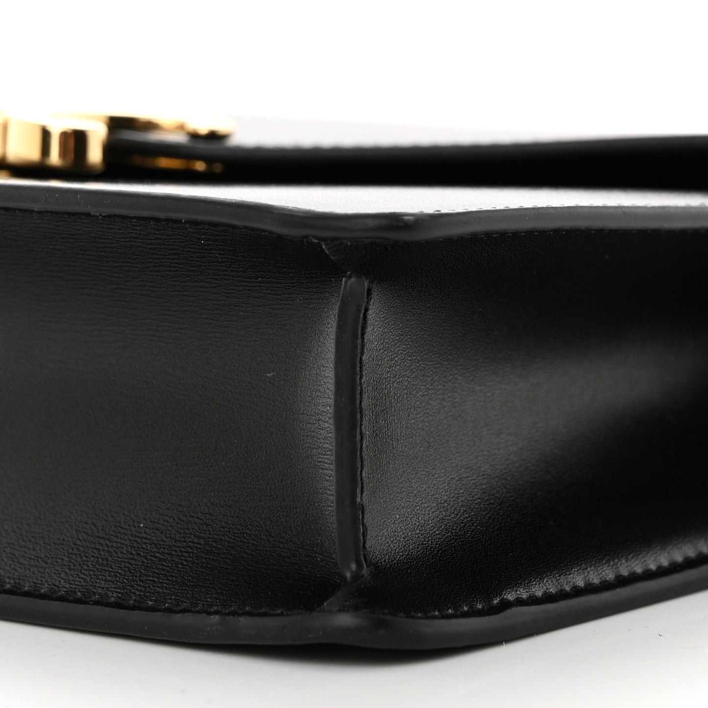 Shiny Calfskin Triomphe Margo Wallet on Chain Black
