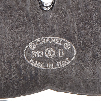 Chanel Ruthenium Enamel CC Earrings White Black 4 of 5