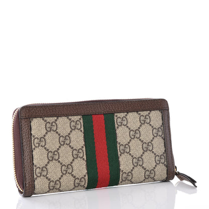 Gucci GG Supreme Monogram Web Ophidia Zip Around Wallet Brown 2 of 7