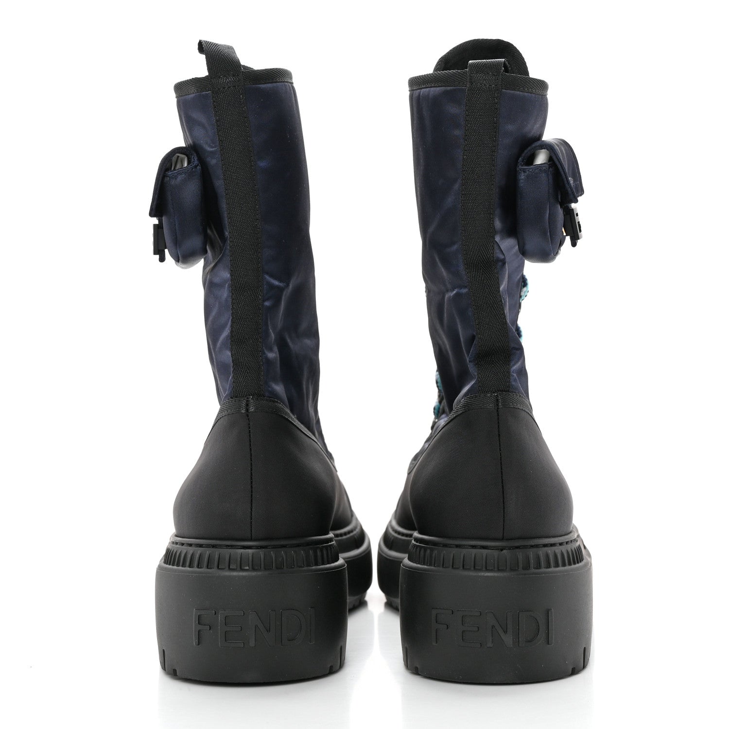 Fendi Nylon Baguette Domino 50mm Biker Boots 41 Eddie Black 5 of 10