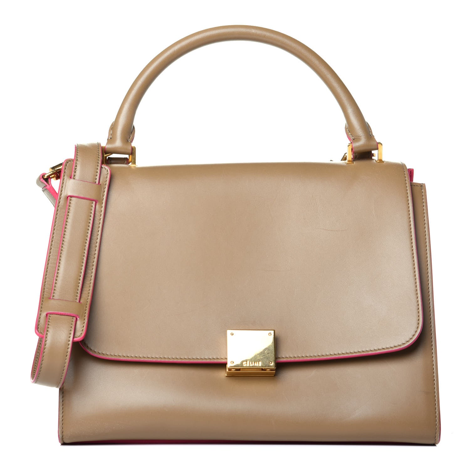 Celine Smooth Calfskin Small Bi-Color Trapeze Taupe Fuchsia 1 of 11