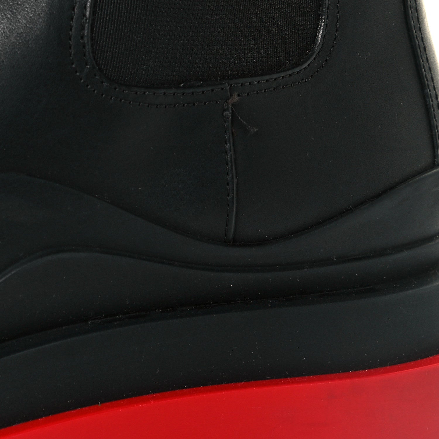 Bottega Veneta Calfskin The Tire Chelsea Boots 40 Black Bright Red 9 of 10