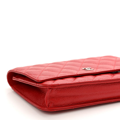 Chanel Caviar Quilted Wallet On Chain WOC Dark Red 11 of 12