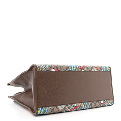 Gucci X DISNEY GG Supreme Monogram Donald Duck Retro Interlocking G Shopping Tote Beige Multicolor New Acero 4 of 11