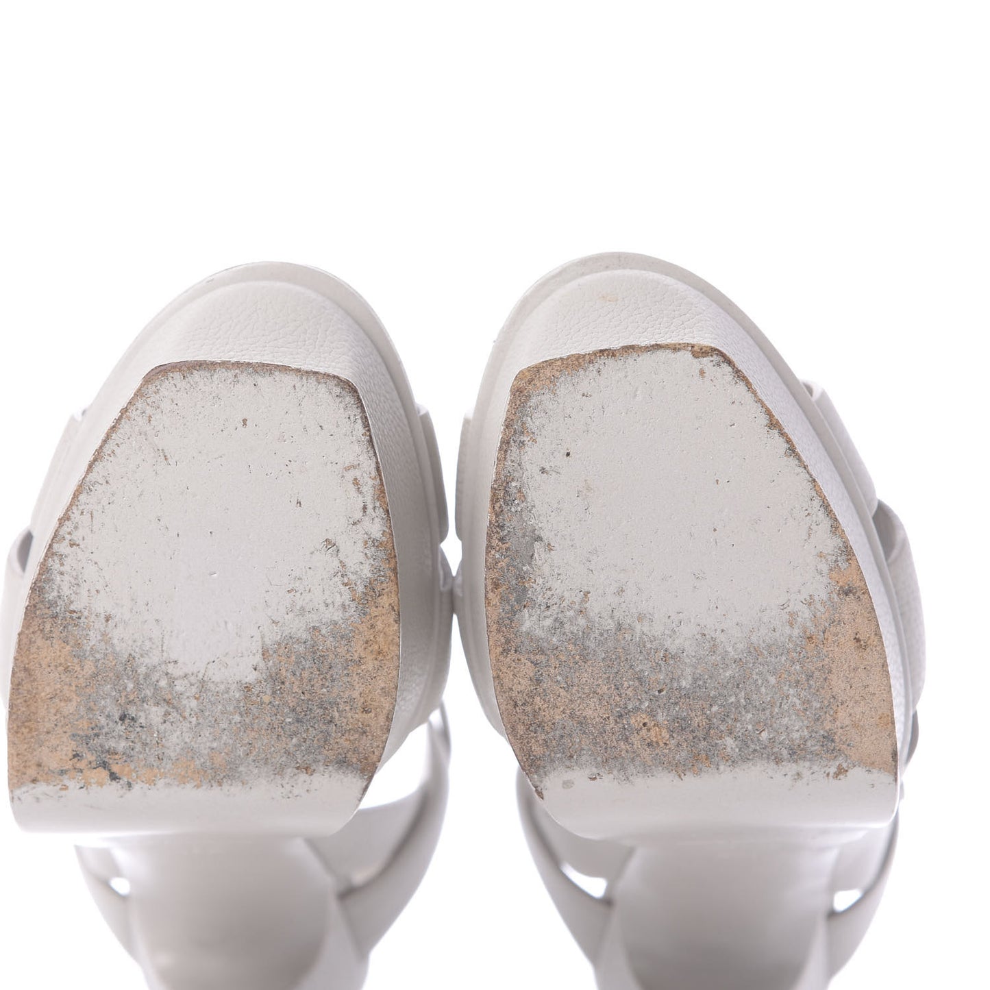 Textured Calfskin Tribute 105 Platform Sandals 37.5 Light Grey