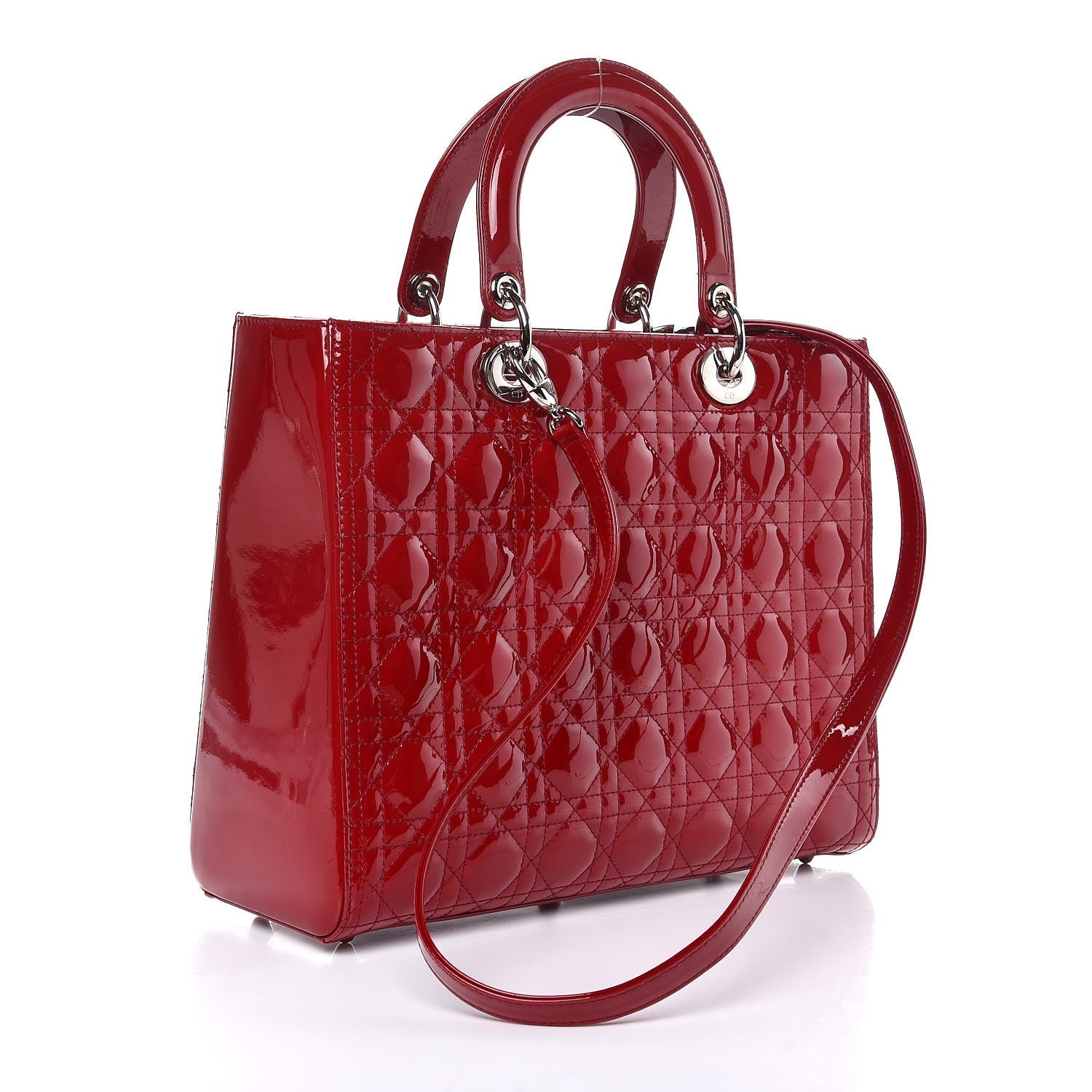 Christian Dior Patent Cannage Large Lady Dior Red 4 of 8