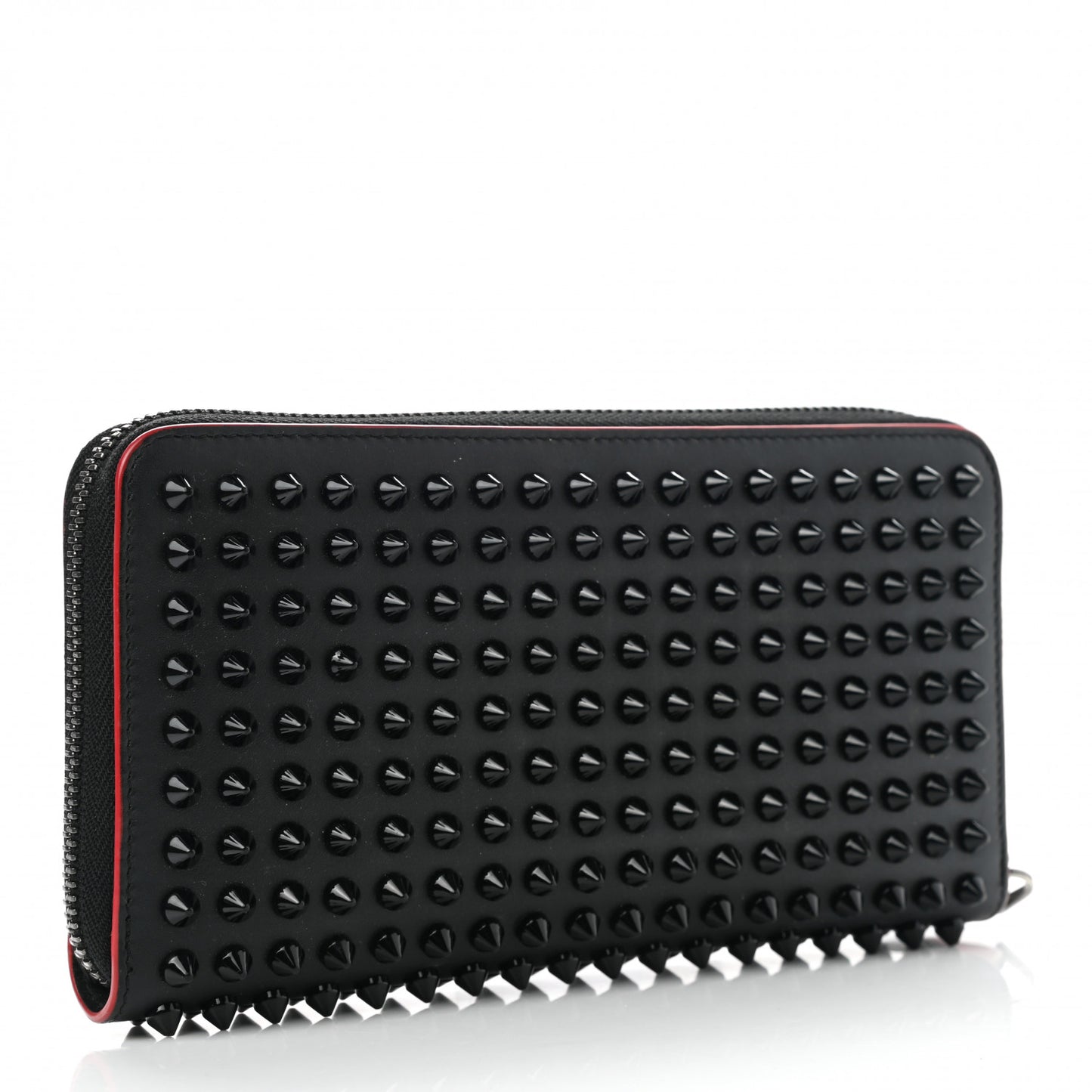 Calfskin Panettone Spiked Zip Around Wallet Black
