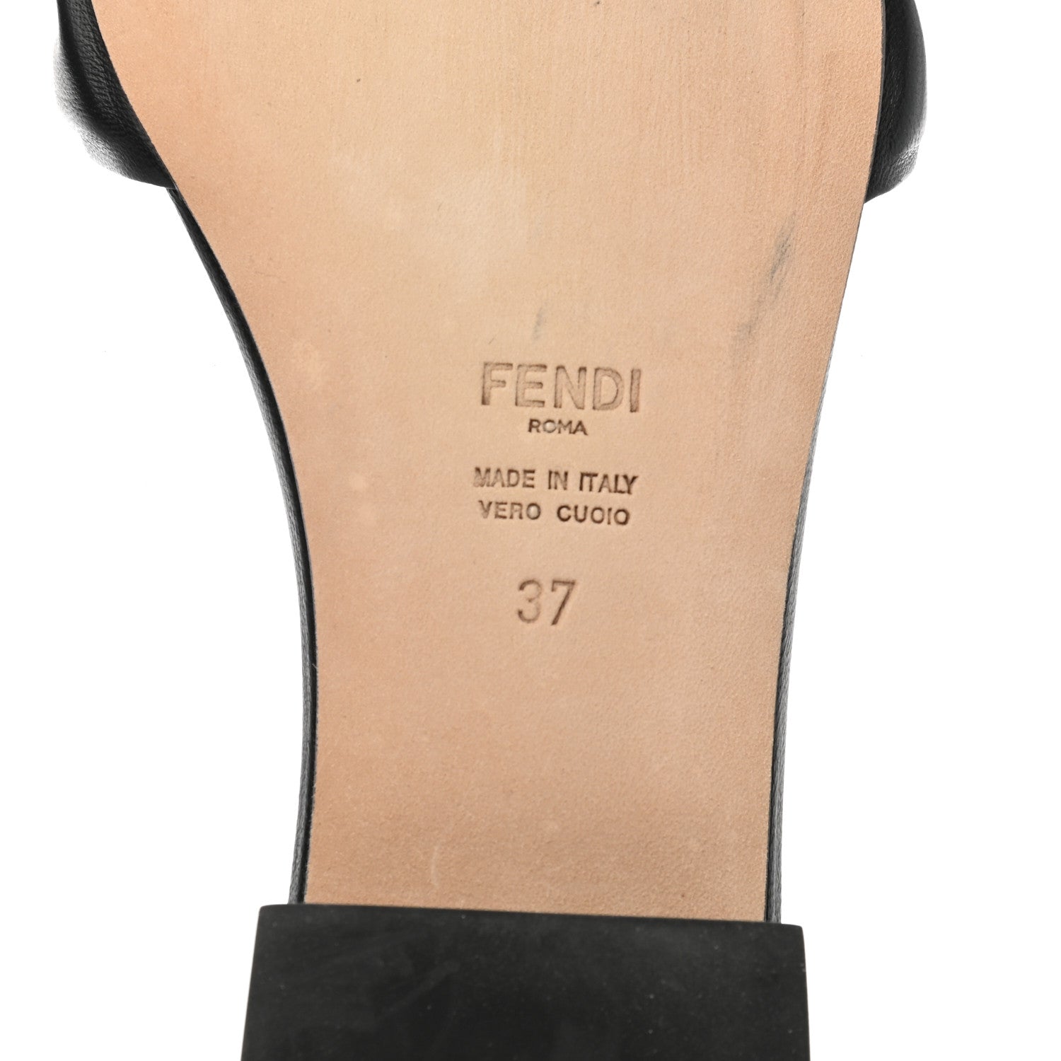Fendi Nappa FF Embossed Flat Slide Sandals 37 Black 6 of 8
