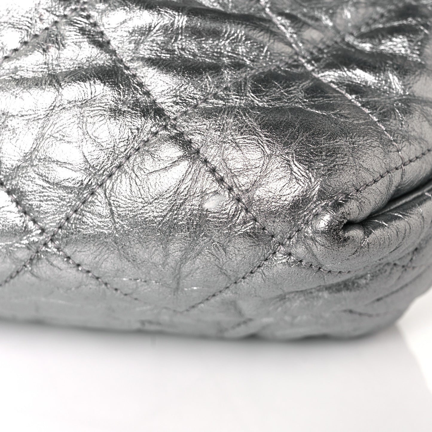 Crackled Aged Calfskin Big Bang Flap Silver