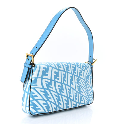 Fendi X SARAH COLEMAN Glazed Canvas Vitello King FF Vertigo Baguette 1997 Cyber Blue White 3 of 8