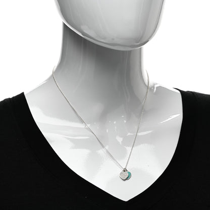 Tiffany Sterling Silver Enamel Return to Tiffany Double Mini Heart Tag Pendant Necklace Blue 2 of 4