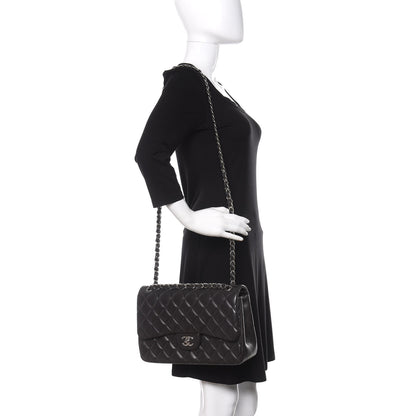 Chanel Lambskin Quilted Jumbo Double Flap Dark Grey 3 of 12