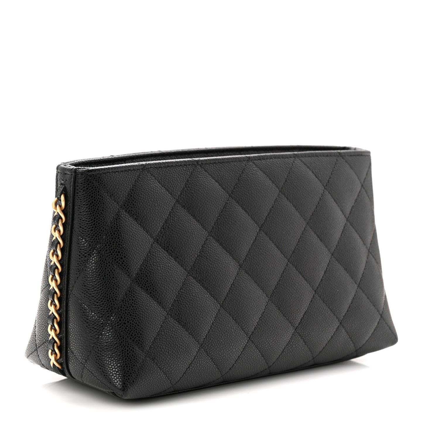 Caviar Quilted Chain Cosmetic Case Black