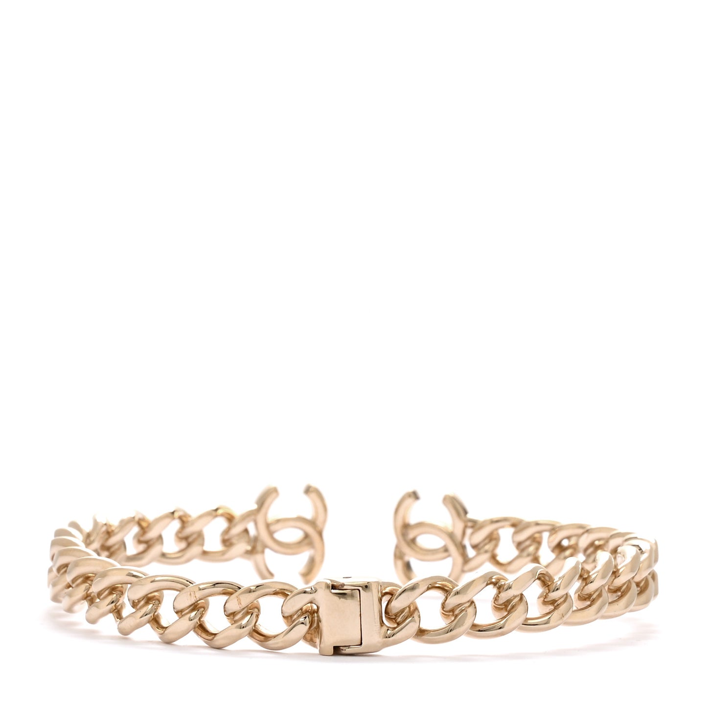 Metal CC Chain Link Choker Necklace S Gold