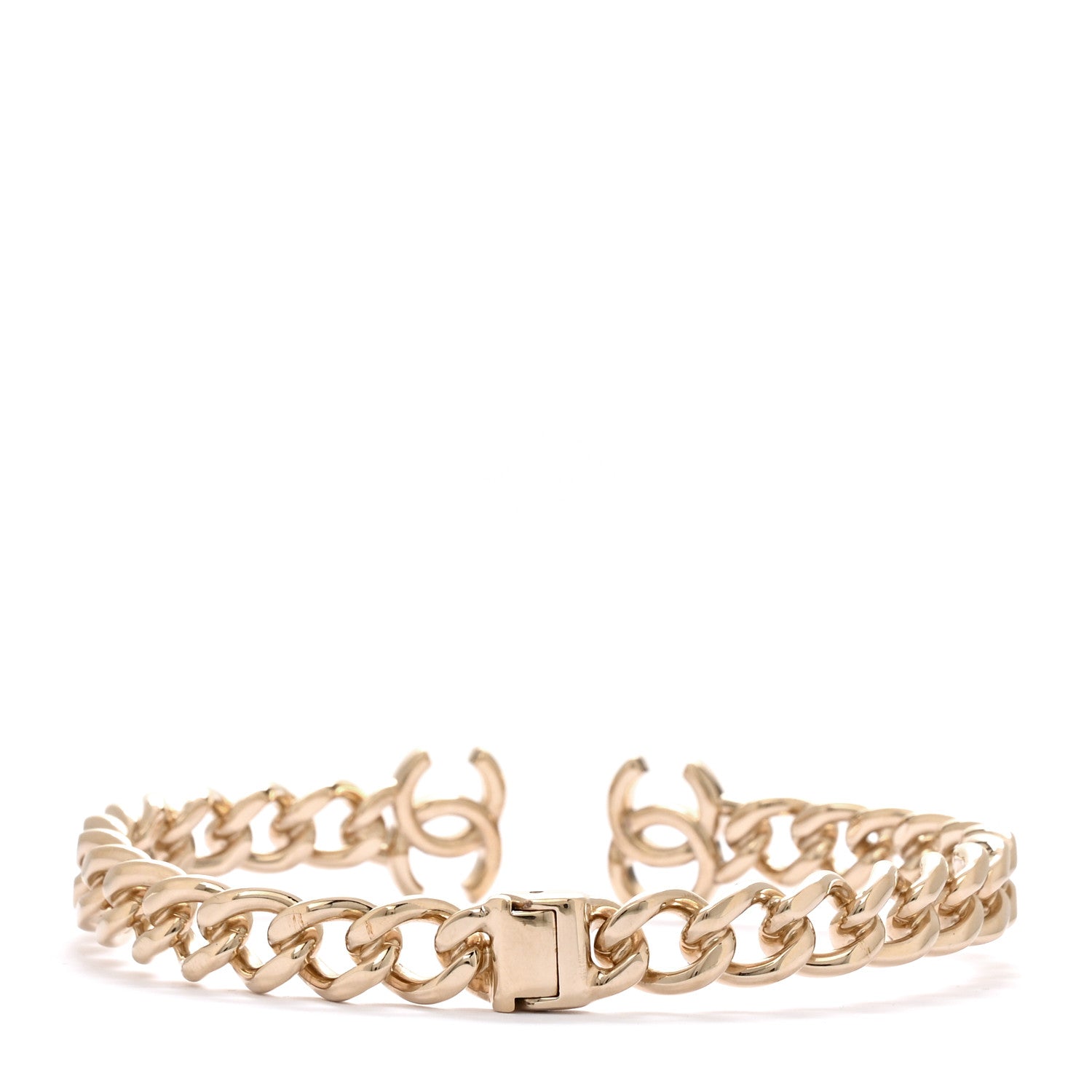 Chanel Metal CC Chain Link Choker Necklace S Gold 3 of 5