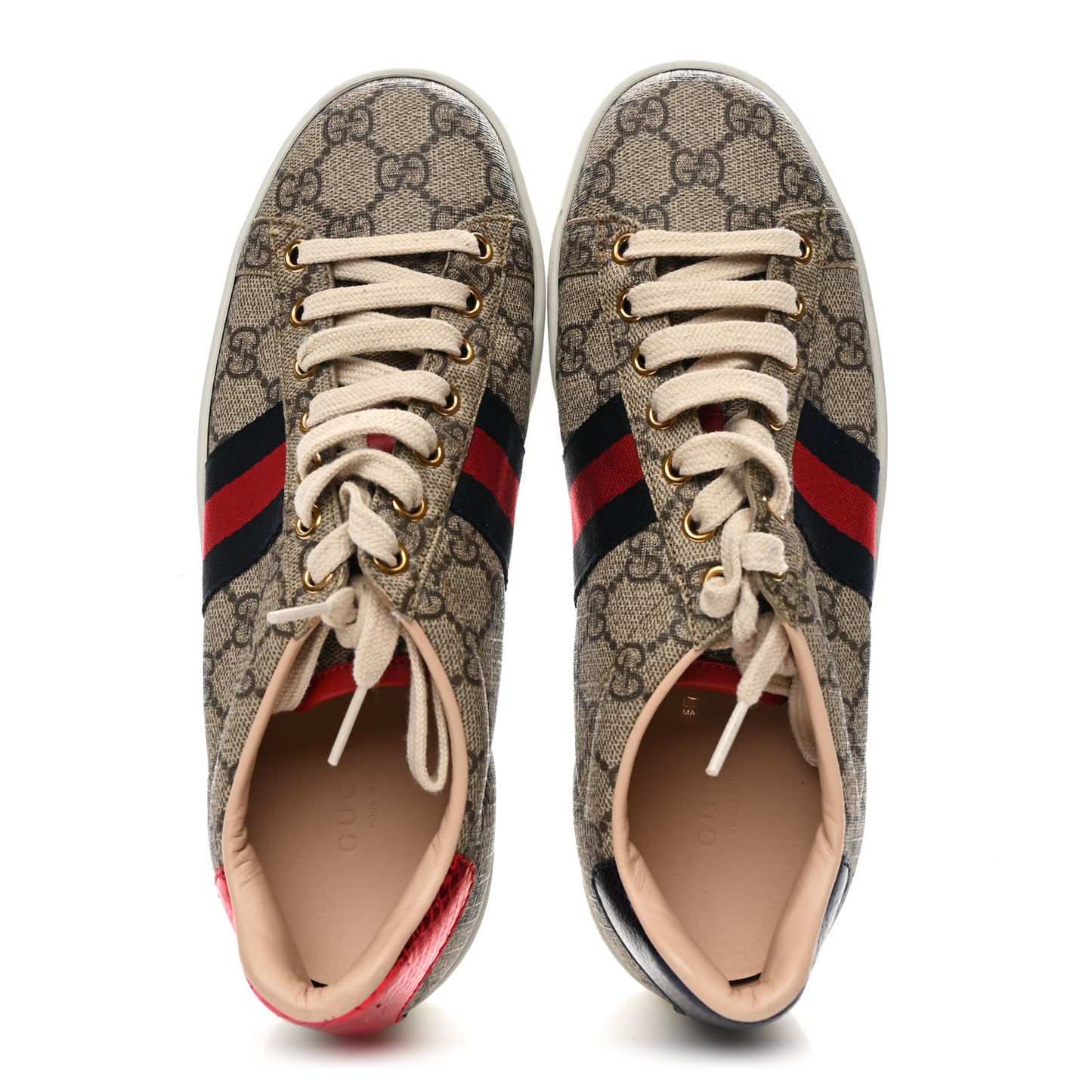 GG Supreme Monogram Womens Ace Low-Top Sneaker 37 Beige