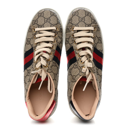 Gucci GG Supreme Monogram Womens Ace Low-Top Sneaker 37 Beige 2 of 10