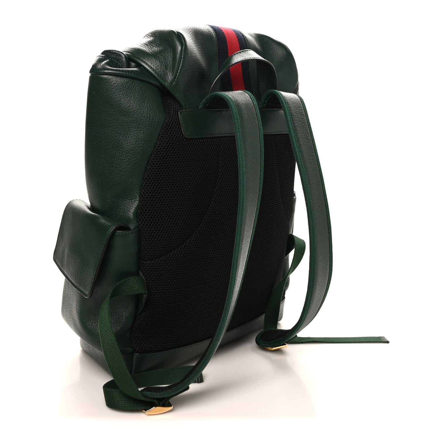 Gucci Grained Calfskin Medium Ophidia Double Buckle Backpack Green 2 of 8