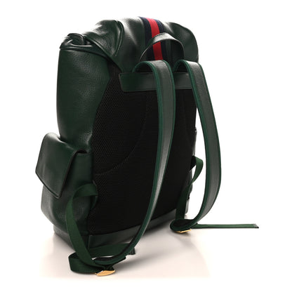 Gucci Grained Calfskin Medium Ophidia Double Buckle Backpack Green 2 of 8