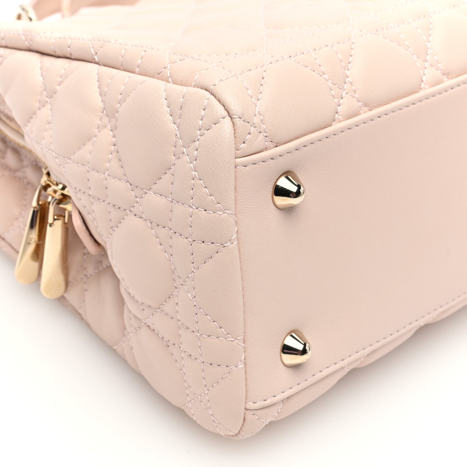 Christian Dior Lambskin Cannage Small Dior Soft Zipped Shopping Tote Light Pink 11 of 13