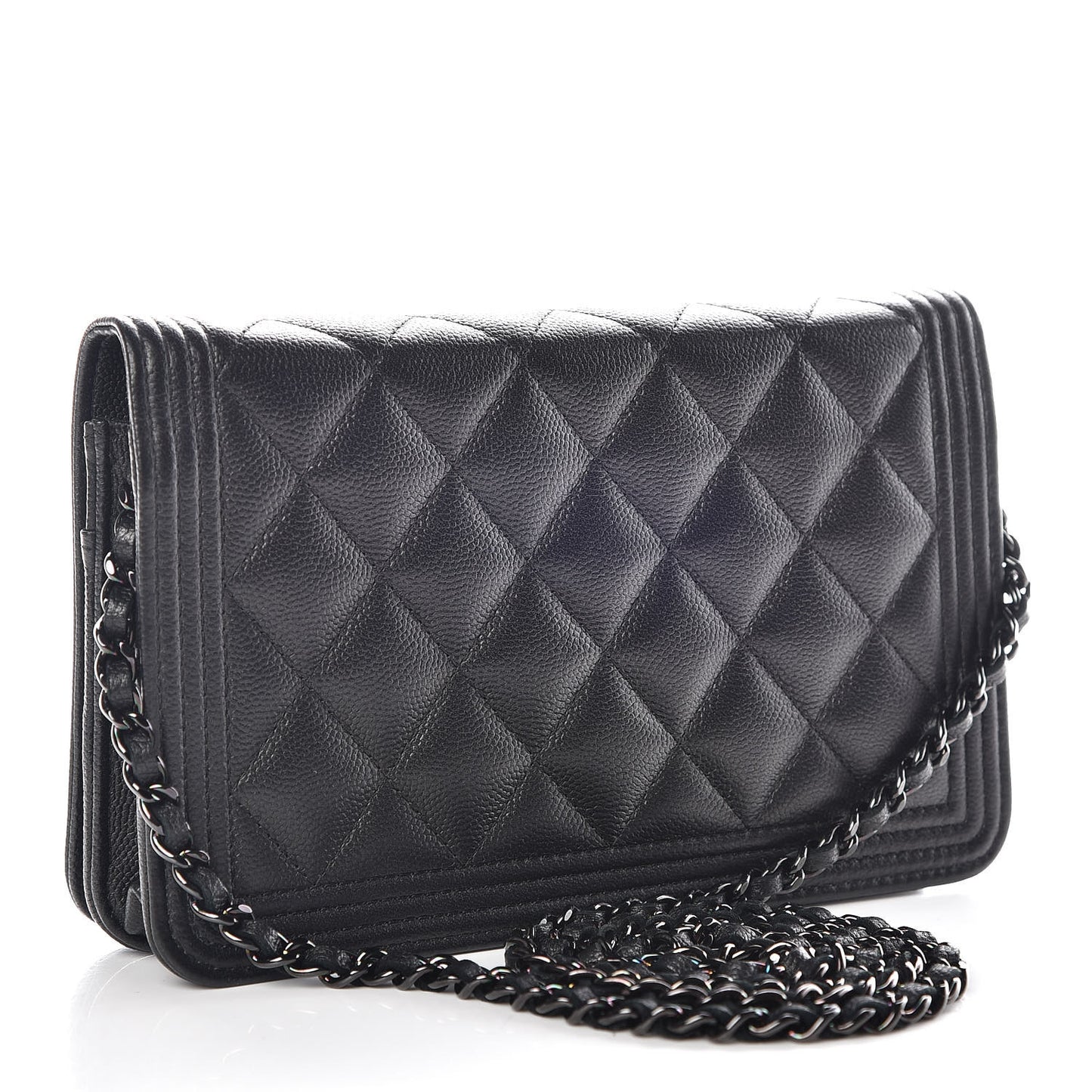 Caviar Quilted Boy Wallet On Chain WOC So Black