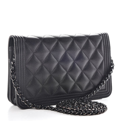 Chanel Caviar Quilted Boy Wallet On Chain WOC So Black 3 of 12