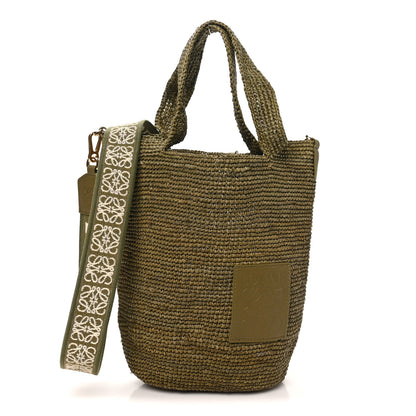 Loewe Raffia Mini Slit Tote Bag Natural Olive 1 of 9