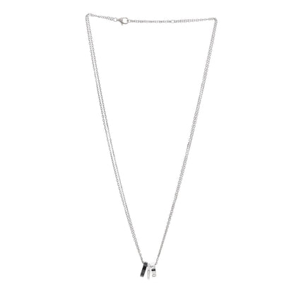 Cartier 18K White Gold Ceramic Diamond Three Ring LOVE Necklace 3 of 6