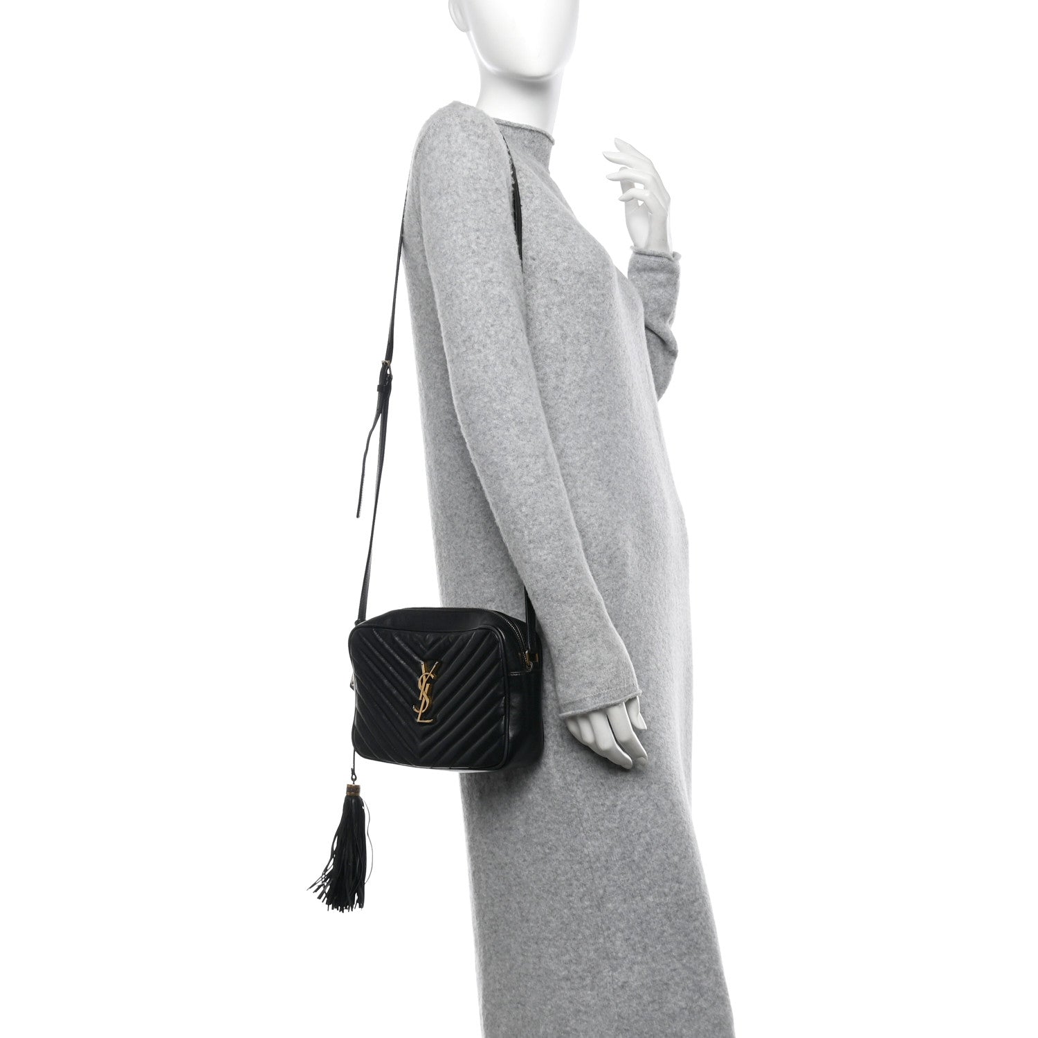 Saint Laurent Calfskin Matelasse Monogram Lou Camera Bag Black 2 of 15