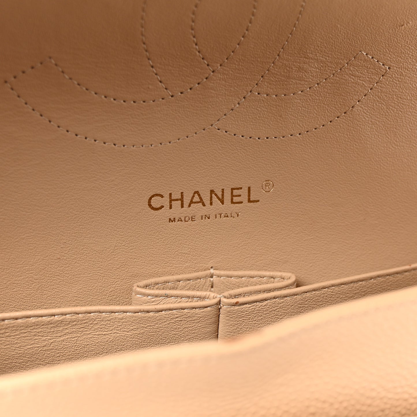 Caviar Quilted Jumbo Double Flap Beige