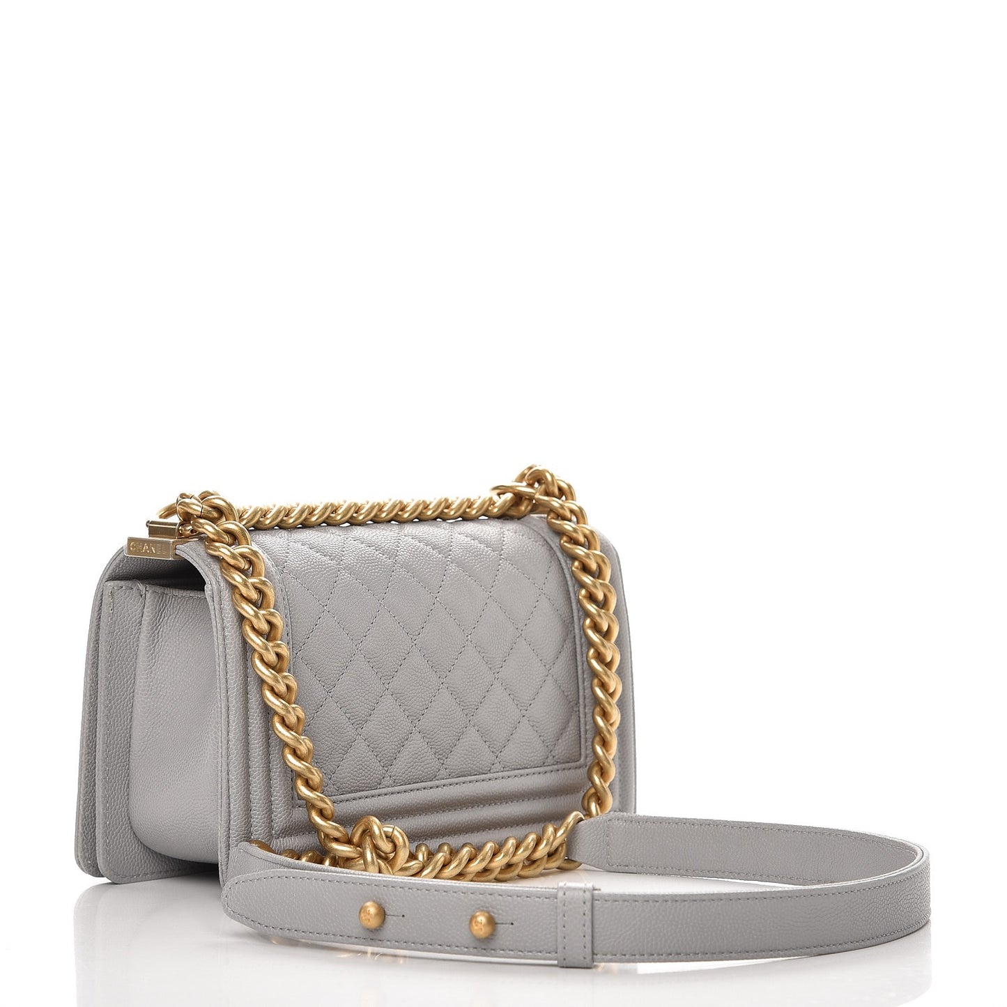 Caviar Quilted Small Boy Flap Grey