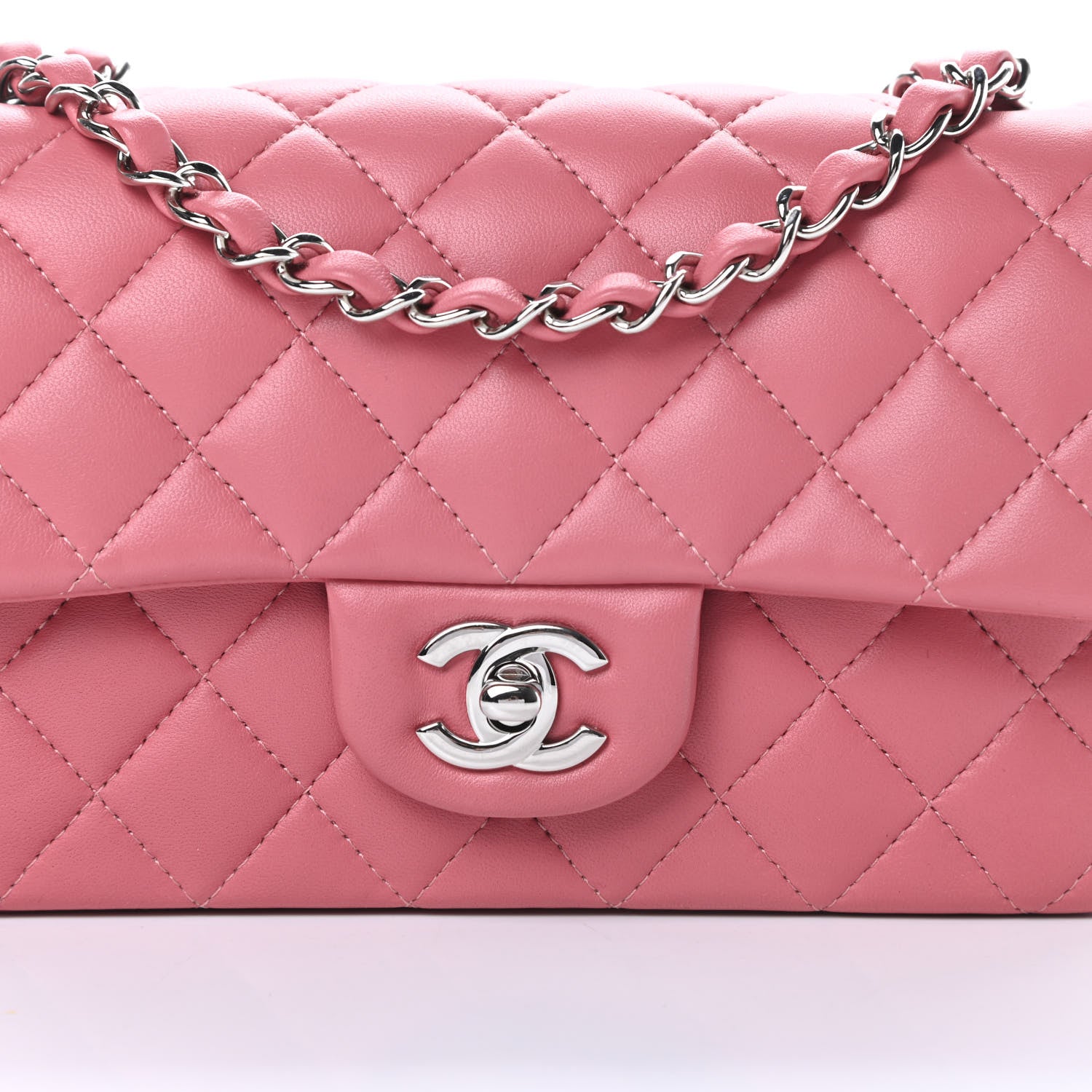 Chanel Lambskin Quilted Mini Rectangular Flap Pink 8 of 10