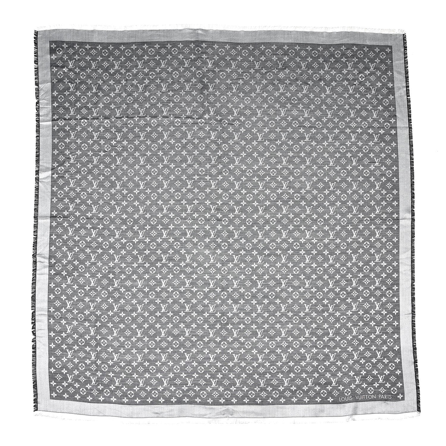 Louis Vuitton Wool Silk Monogram Denim Shawl Black 1 of 5